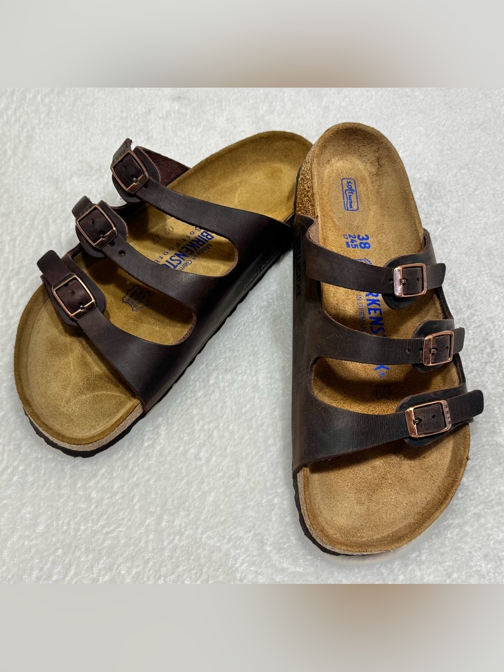 Birkenstock Florida Soft Footbed Sandals Habana Oiled Leather 38 - Picture 2 of 13